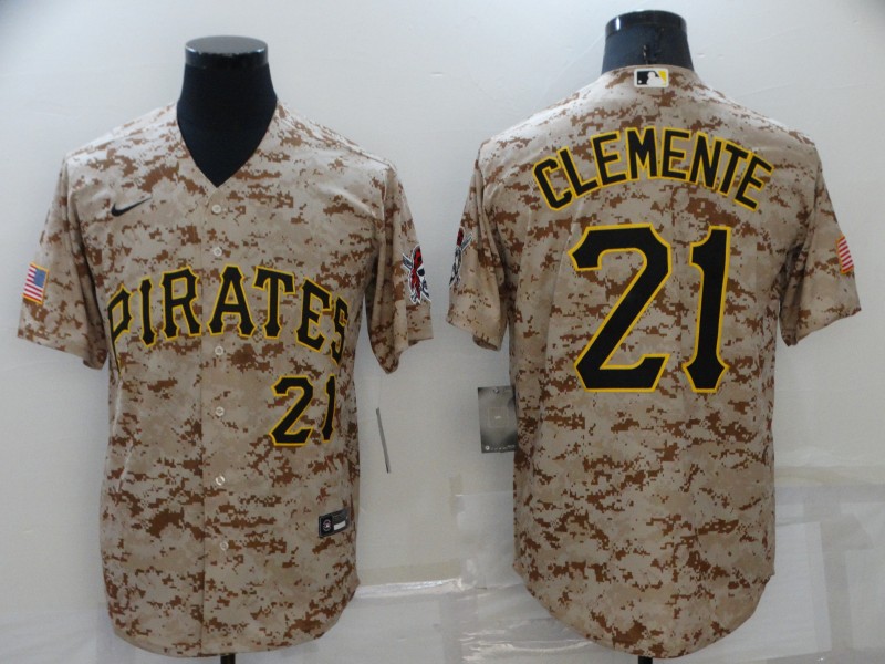 Men's Pittsburgh Pirates Roberto Clemente #21 Camouflage Jersey